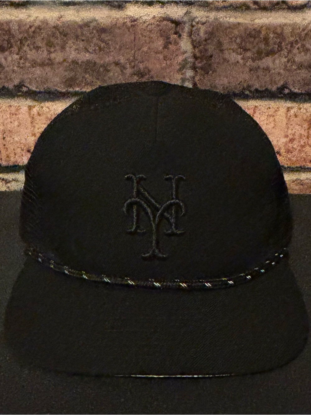New Era Black Mesh Snapback Cap with White SnapBack